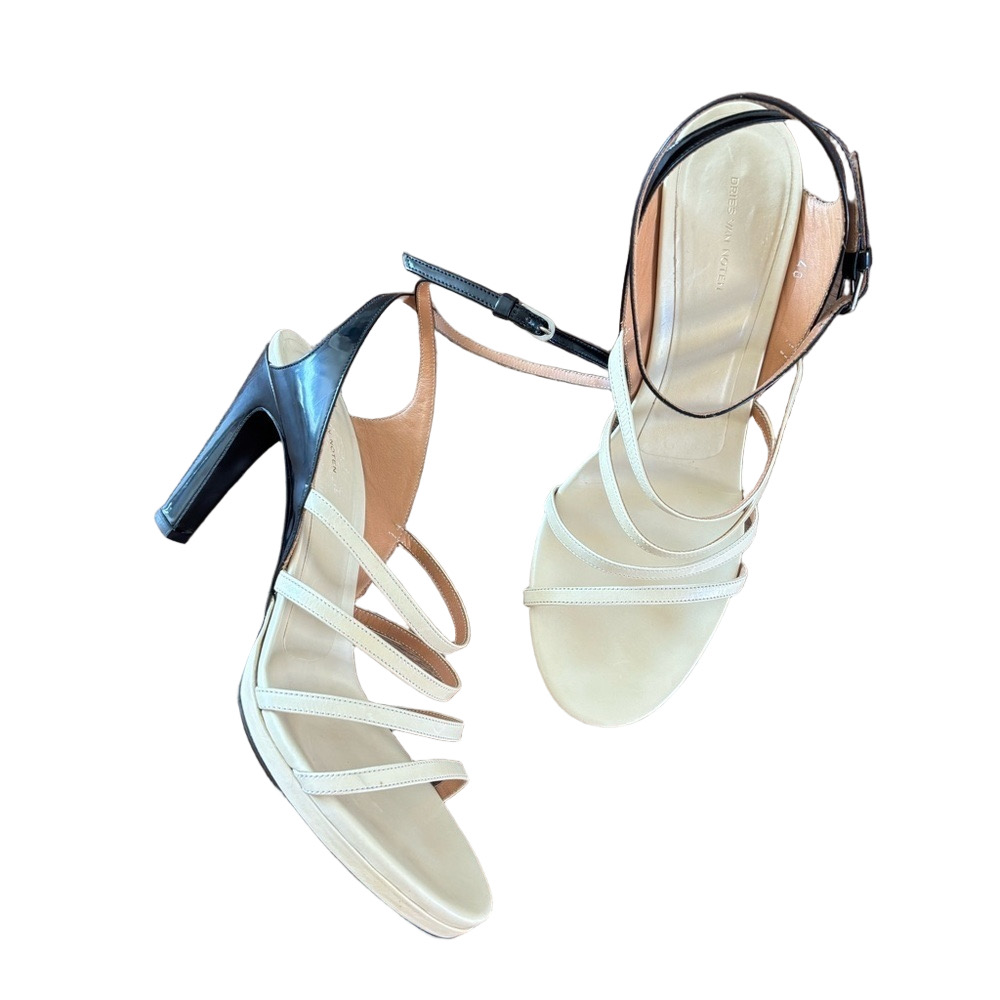 Dries Van Noten Two-Tone Strappy Leather Heeled Sandals 40 US 9